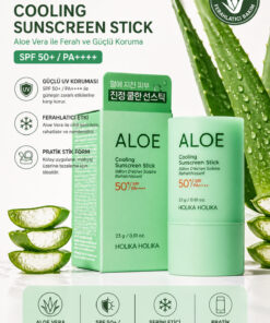 Holika Holika Aloe Cooling Sunscreen Stick SPF50+ PA(YÜKSEK UV KORUMALI STİK YÜZ GÜNEŞ KREMİ) 23g