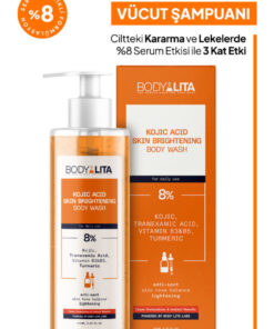 bodylita Kojik Asit Kararma Ve Cilt Aydınlatıcı Vücut Şampuanı, %8 Kojic Acid Serum Etkili Duş Jeli