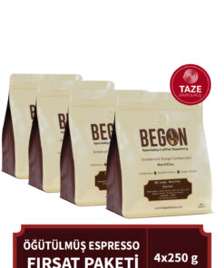 BEGON Nord Kivu Premium Espresso (ÖĞÜTÜLMÜŞ) Kahve Fırsat Paketi 250g x 4 Adet