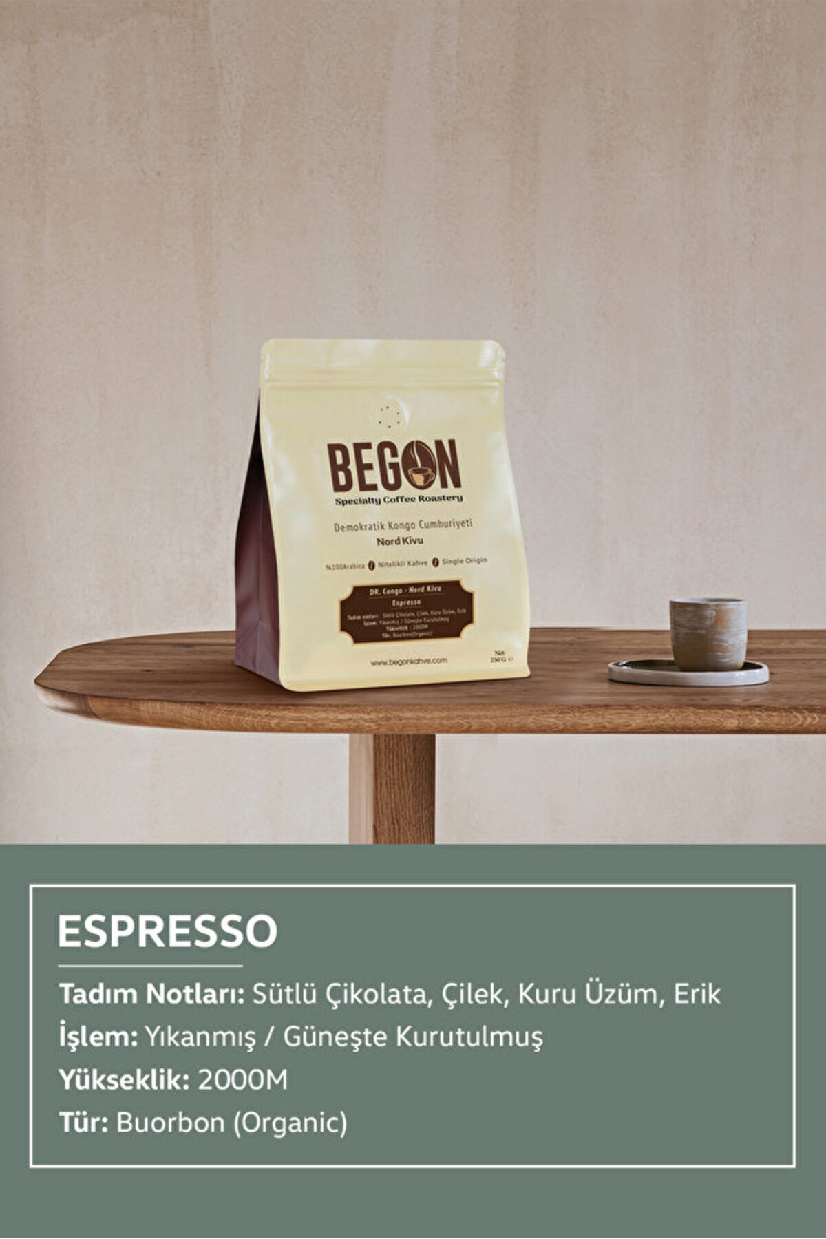 BEGON Nord Kivu Premium Espresso (ÖĞÜTÜLMÜŞ) Kahve Fırsat Paketi 250g x 4 Adet - Görsel 3