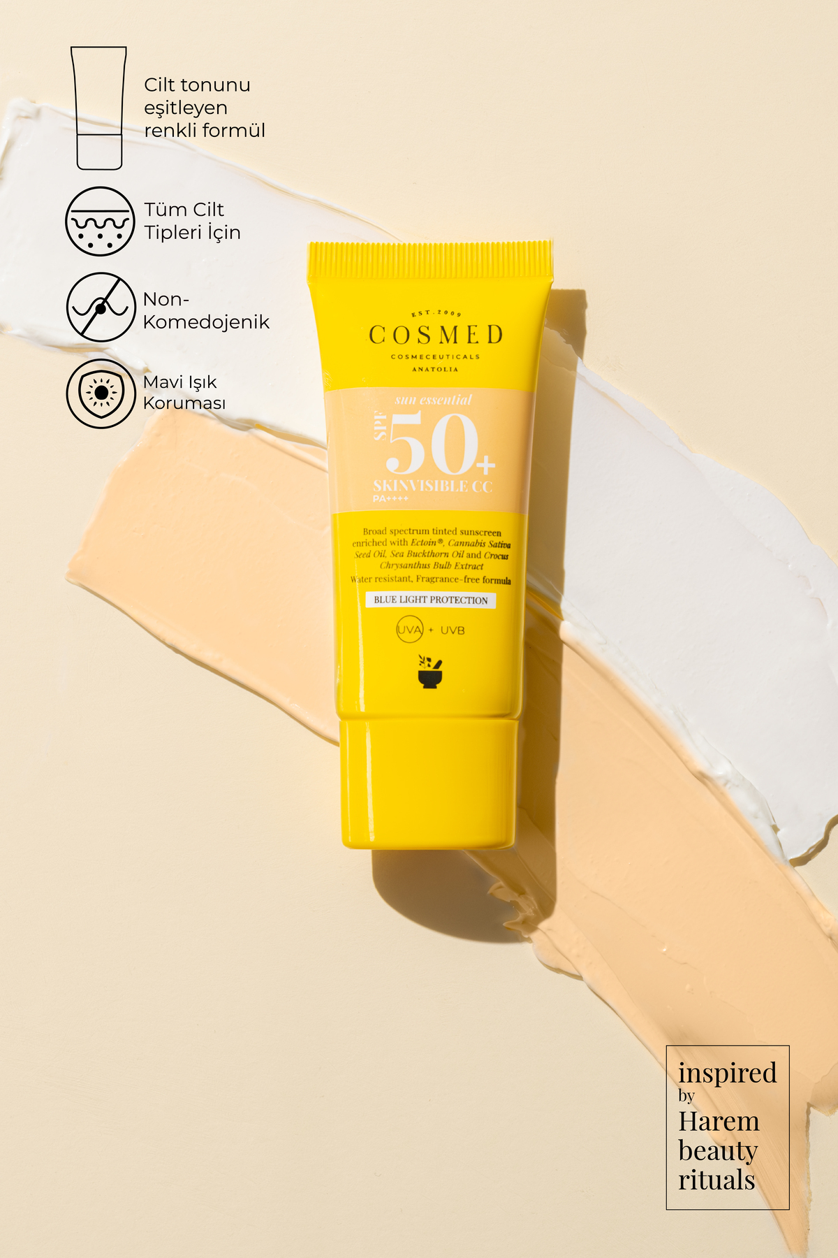 COSMED Tüm Cilt Tipleri İçin Renkli Suya Dayanıklı SPF50+ Güneş Kremi/SUN ESSENTIALS SKINVISIBLE CC SPF50+ - Görsel 2