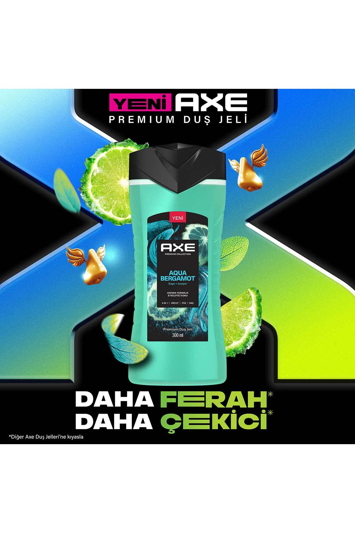 Axe Premium Collection Duş Jeli Aqua Bergamot 3 In 1 Vücut Saç Yüz 300 ml X2 - Görsel 3
