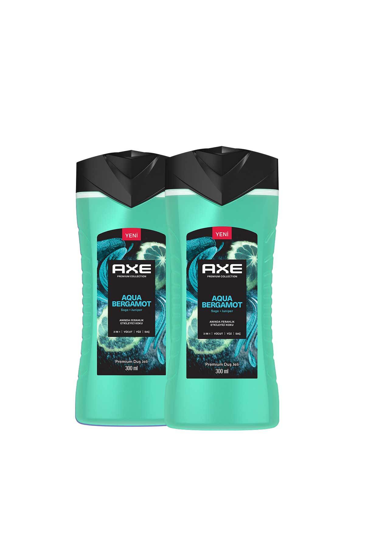 Axe Premium Collection Duş Jeli Aqua Bergamot 3 In 1 Vücut Saç Yüz 300 ml X2 - Görsel 2