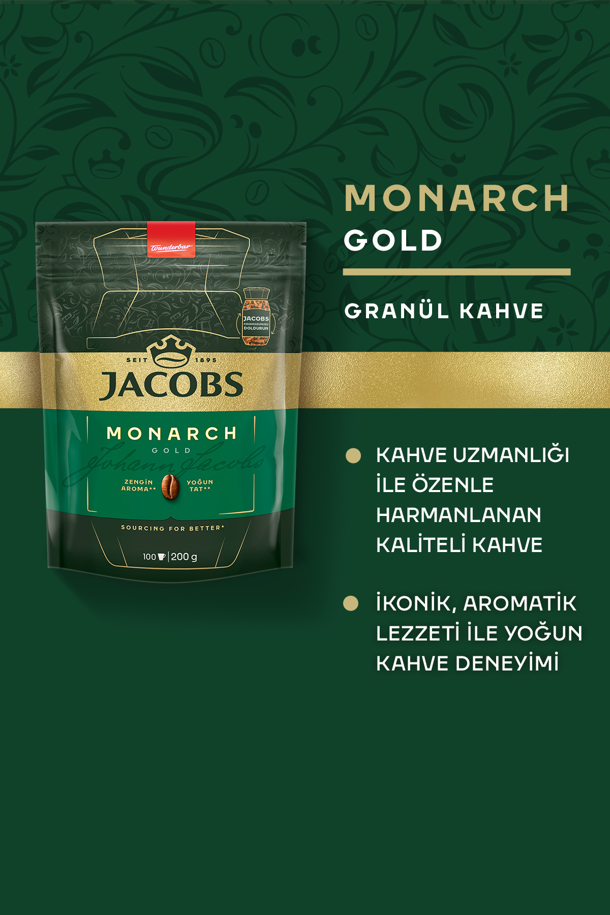Jacobs Monarch Gold Granül Kahve 200 gram X 4 Adet - Görsel 2