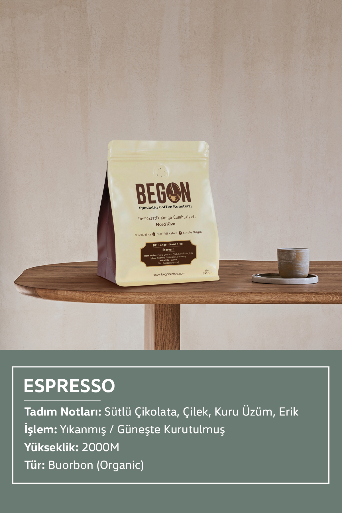 BEGON Nord Kivu Premium Espresso (ÇEKİRDEK) Kahve Tanışma Paketi 250g x 2 Adet - Görsel 3
