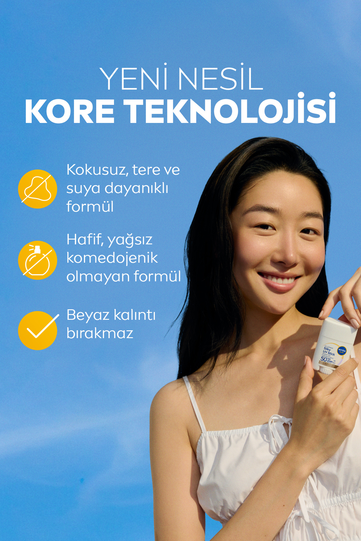 NIVEA SUN SPF50+ Hassas Güneş Koruyucu Vücut Spreyi 200ml ve Kore Stick Yüz Kremi, Plaj Çantası Hediye - Görsel 3