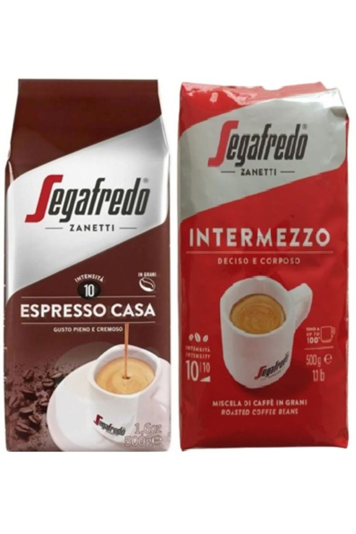 Segafredo Espresso Casa 500 gr + Zanetti Intermezzo 500 gr Çekirdek Kahve