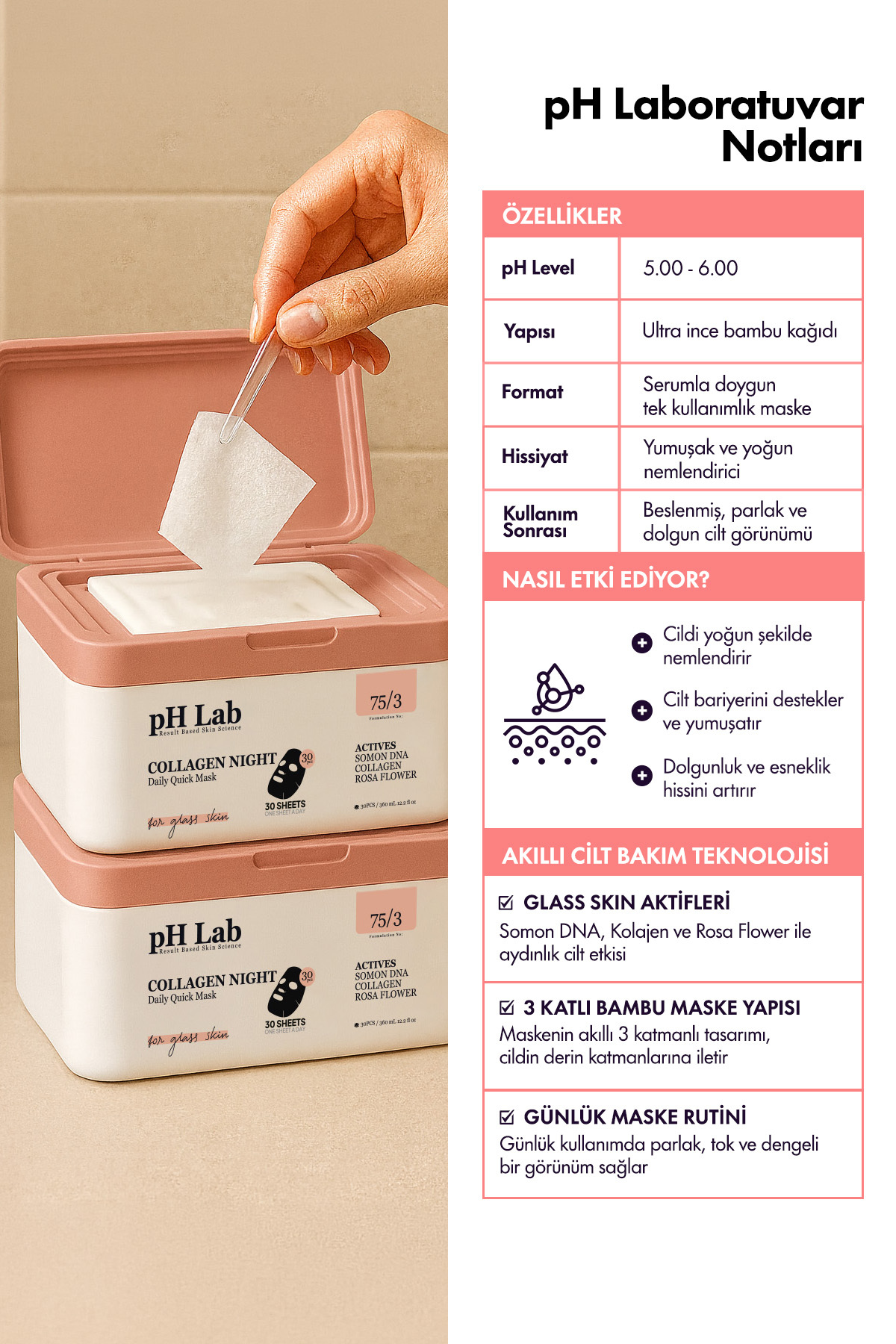 Ph Lab Phlab Collagen Night Daily Quick Günlük 30'lu Maske - Görsel 2