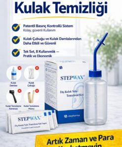 STEPHARMA Stepwax Kulak Kiri Temizleme Seti - Güvenli, Patentli Çözüm (Kulak Çubuğu/Damlası/Mumu/Kamerası Alternatifi)