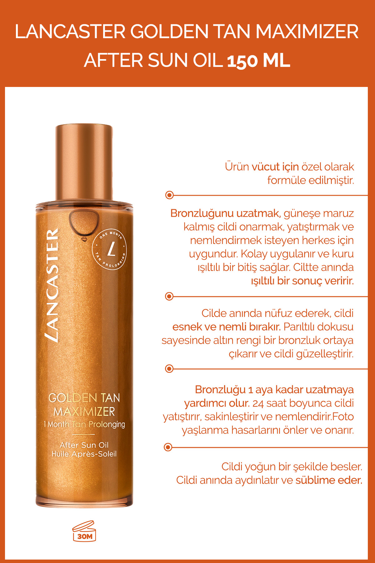 Lancaster Golden Tan Maximizer After Sun Oil 150 ml - Görsel 3