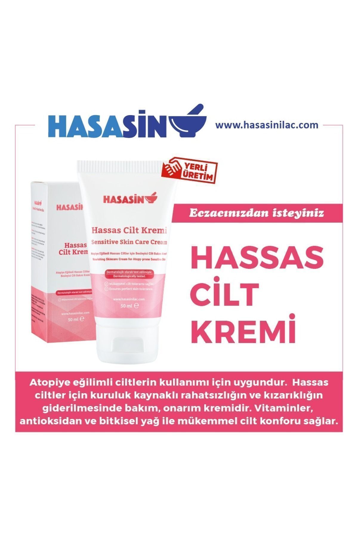 Hasasin İlaç Hassas Cilt Kremi 50 ml Atopiye Eğilimli Ciltler Için - Görsel 2