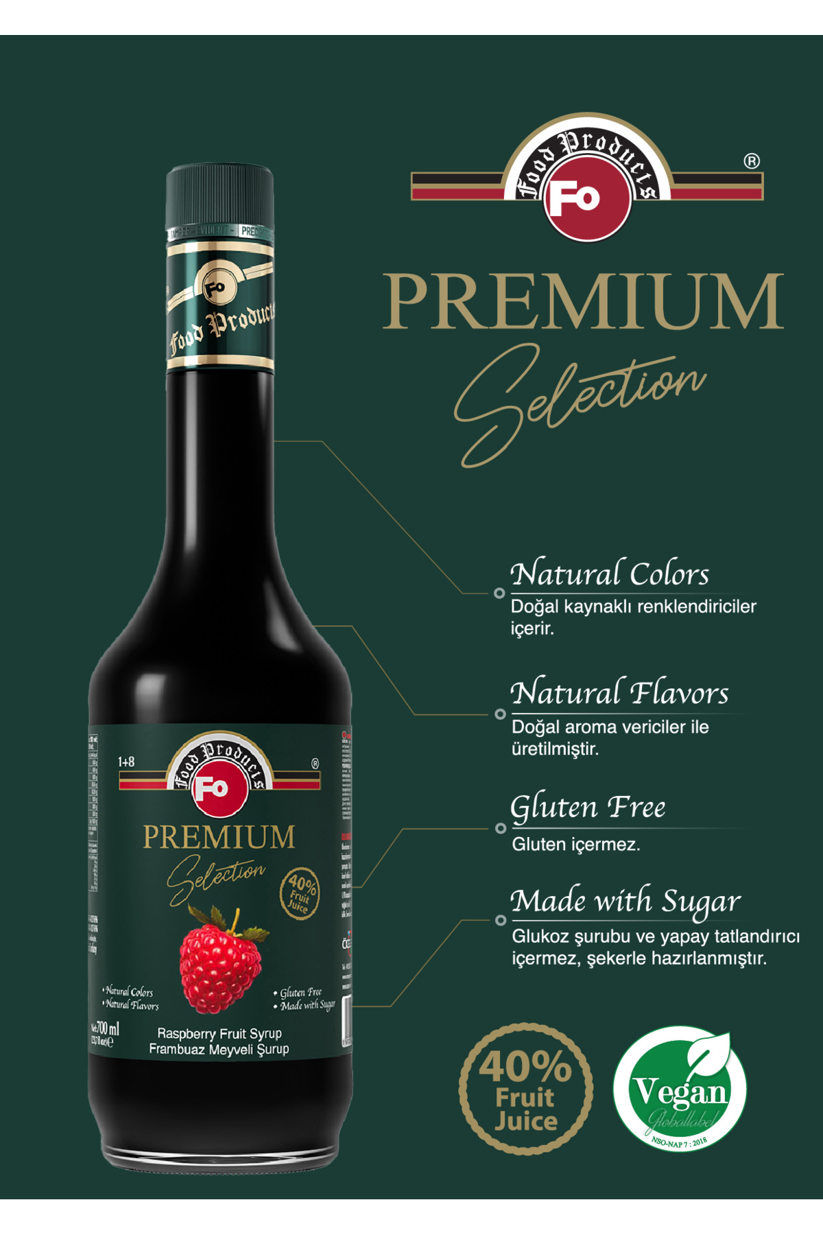 FO Frambuaz Meyveli Şurup - Premium 700 ml - Görsel 2