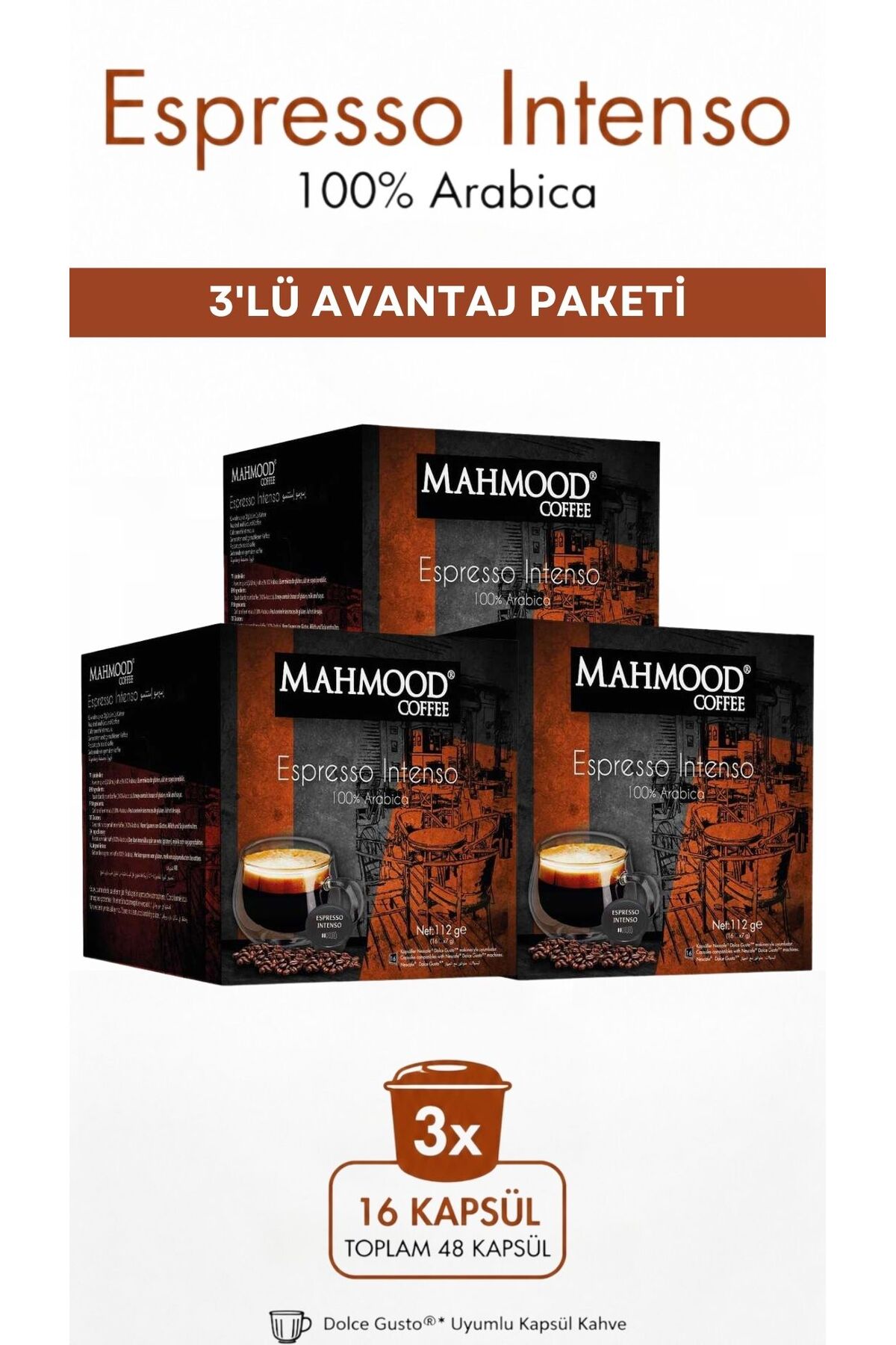 Mahmood Coffee Mahmood Dolce Gusto Espresso Kapsül Kahve 16 Adet X 3 Kutu