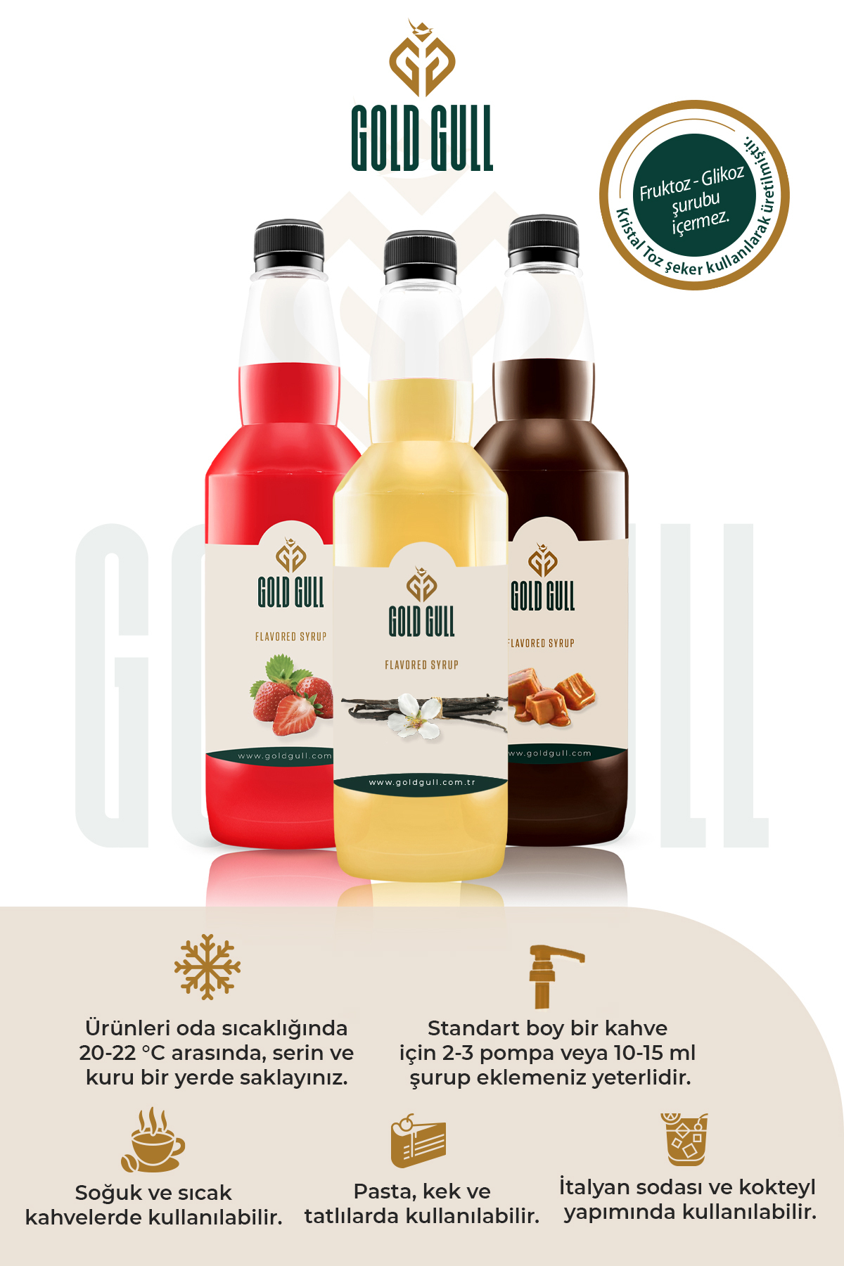 gold gull Nane Aromalı Kahve Ve Meyve Şurubu 700 Ml. - Görsel 2