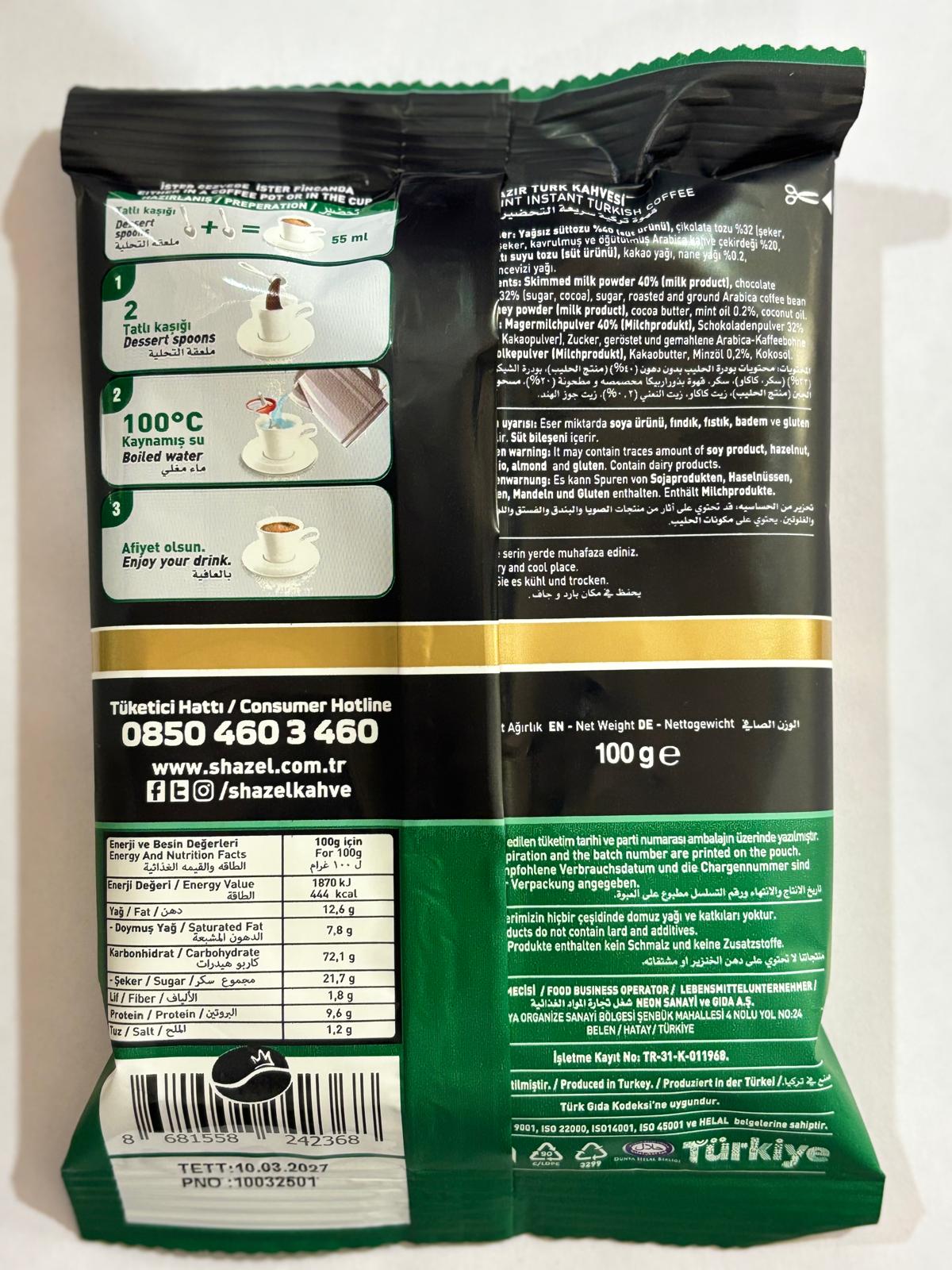 Shazel Naneli Hazır Türk Kahvesi 100g X 3 Adet (AROMALI) - Görsel 2