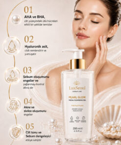luxSEOUL İnci Tozlu Aydınlatıcı Nemlendirici Gözenek Sıkılaştırıcı Arındırıcı Yüz Temizleme Jeli 200 ml - Görsel 3