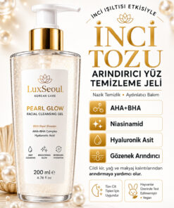 luxSEOUL İnci Tozlu Aydınlatıcı Nemlendirici Gözenek Sıkılaştırıcı Arındırıcı Yüz Temizleme Jeli 200 ml