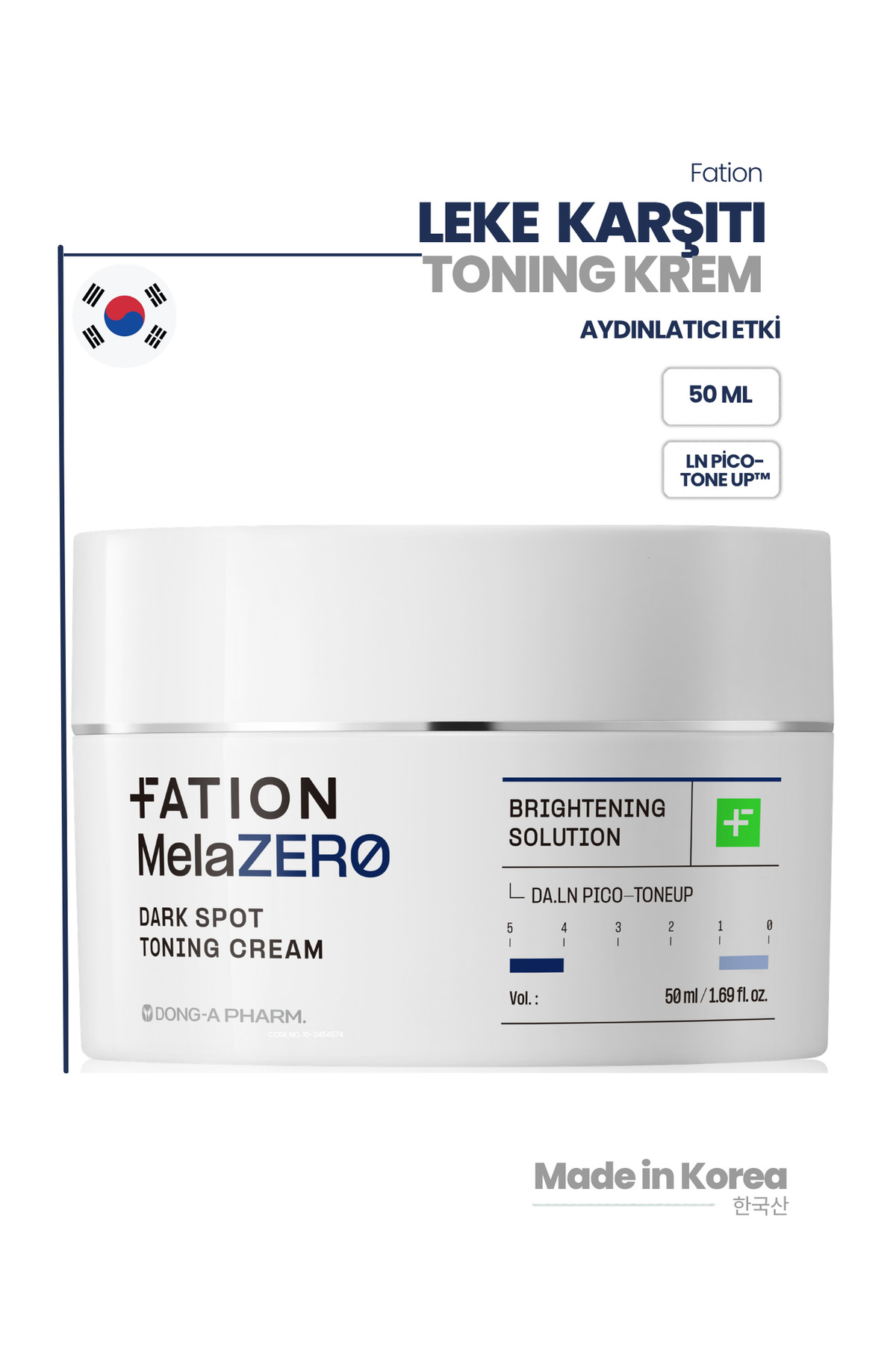 Fation MelaZERO Dark Spot Toning Cream | %5 Niacinamide + Tranexamic ile Leke, Çil ve Hiperpigmentasyon Karşıtı Krem 50ml