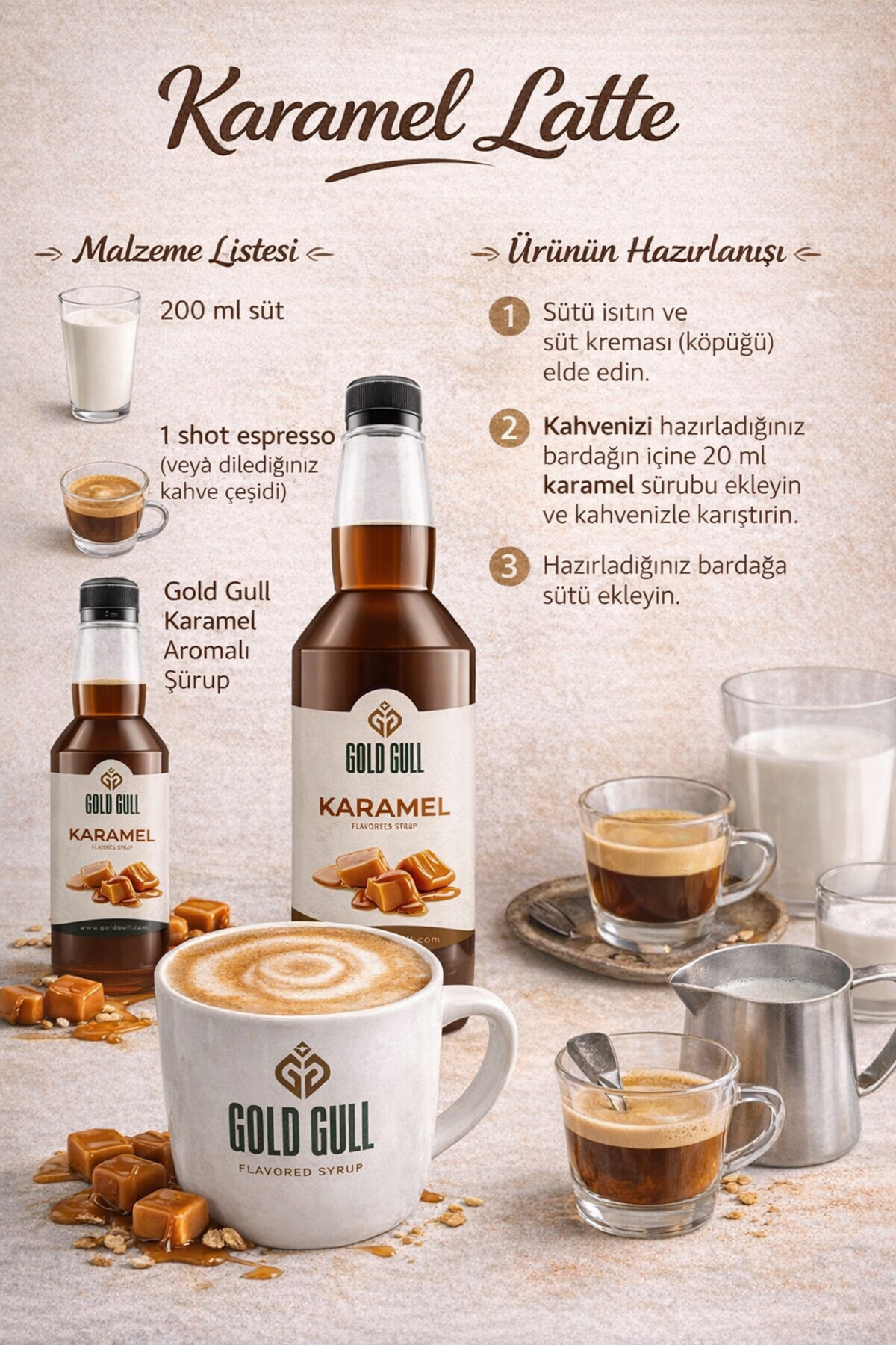 gold gull Karamel Aromalı Kahve & Meyve Şurubu 300 ml. - Görsel 2