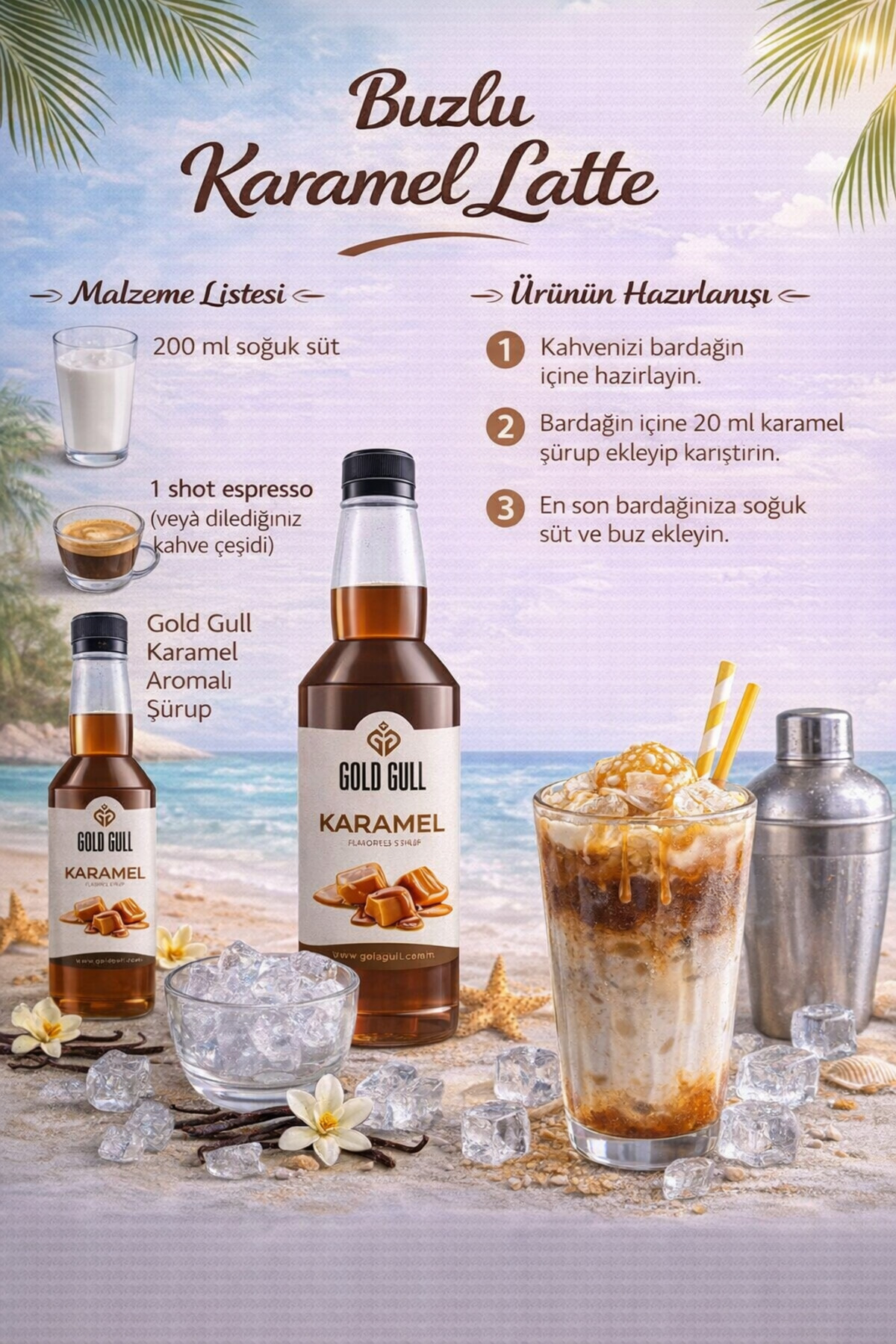 gold gull Karamel Aromalı Kahve & Meyve Şurubu 300 ml. - Görsel 3