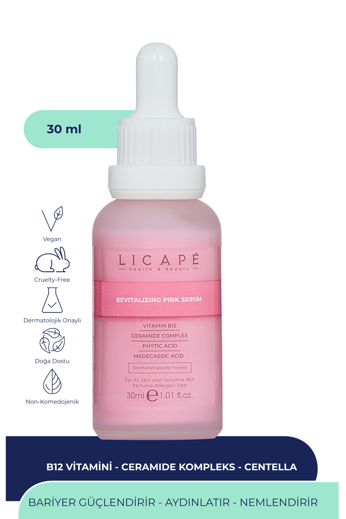 Licape B-12 Revitalizing Aydınlatıcı Bariyer Güçlendirici Nemlendirici Pink Serum 30ml
