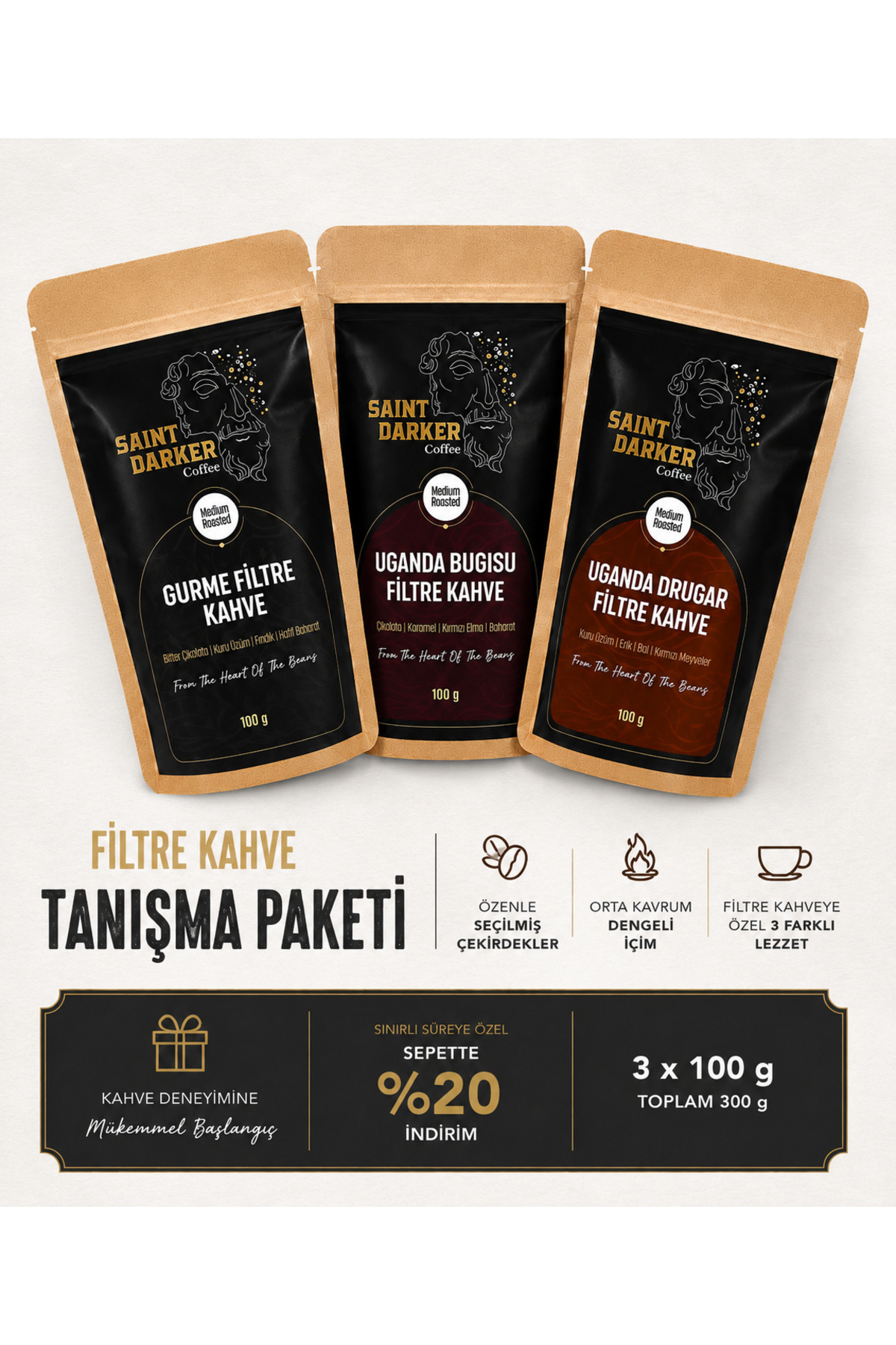 Saint Darker Filtre Kahve Tanışma Paketi 3x100 Gr