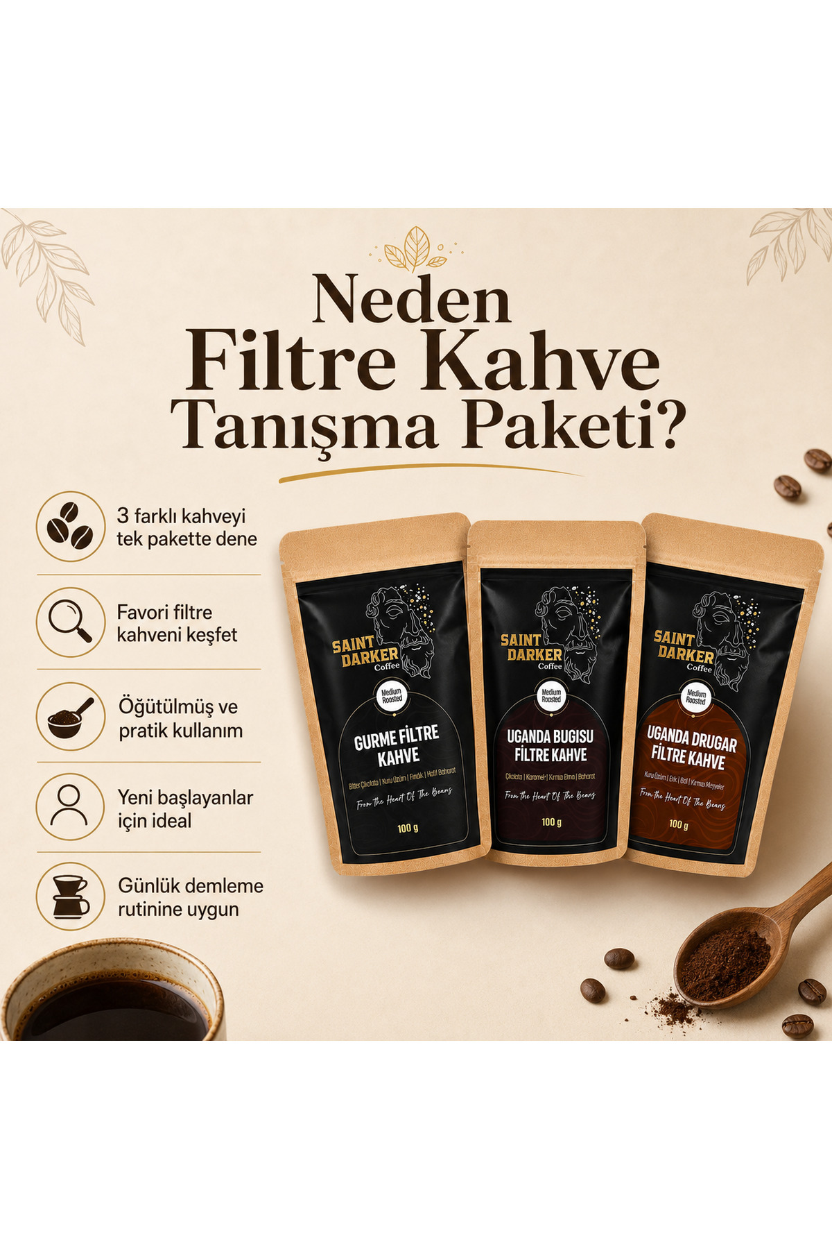 Saint Darker Filtre Kahve Tanışma Paketi 3x100 Gr - Görsel 3