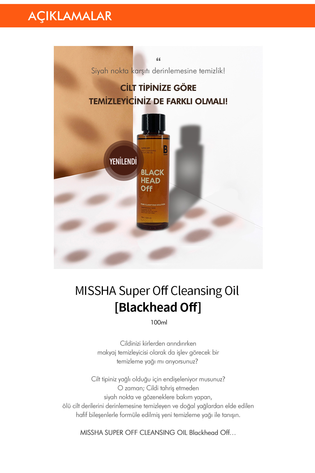 Missha Siyah Nokta Karşıtı Makyaj Temizleme Yağı 100ml Super Off Cleansing Oil (Blackhead Off) - Görsel 2