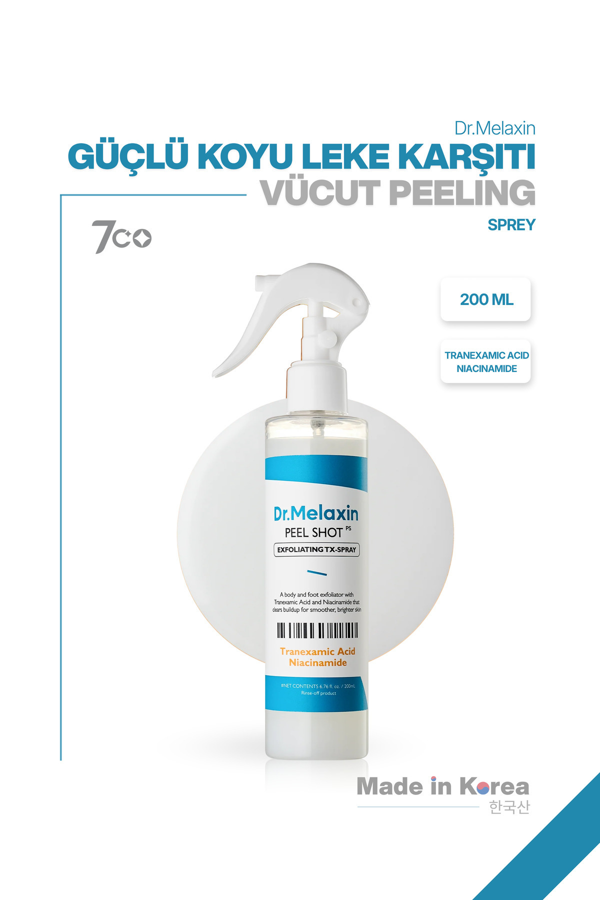 Dr.Melaxin Leke Karşıtı | Aydınlatıcı | Traneksamik Asit içeren | TX Vücut Peeling Spreyi 200ml