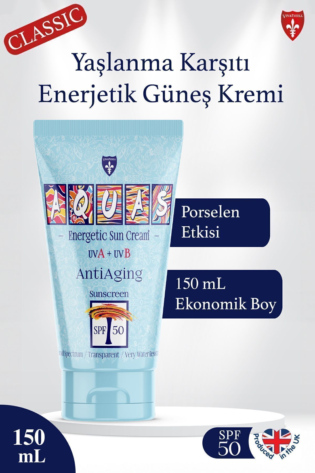 Aquas Güneş Kremi Anti Aging SPF50+Yaşlanma Karşıtı 150 ml Güneş Kremi ESKİ FORMÜL TRANSPARENT - Görsel 3