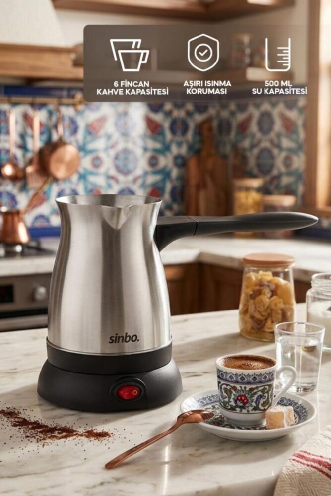 Sinbo SCM-9038 Elektrikli Türk Kahve Makinesi Paslanmaz Çelik Cezve 5 Fincan 500 ml - Görsel 2