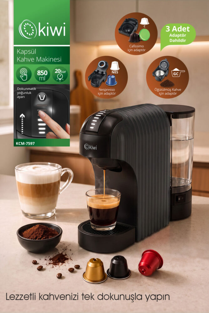 Kiwi Kcm-7597 Multikapsül Kahve Makinesi Siyah Dolce Gusto/ Toz Kahve Ile Uyumlu