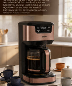 Sinbo SCM-9040 Otomatik Zaman Ayarlı XL 14 Fincan Filtre Kahve Makinesi Dijital Göstergeli - Görsel 2