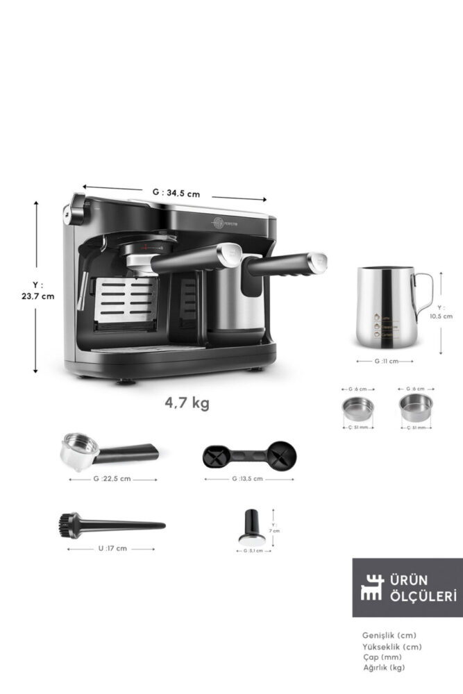 Karaca Hatır Perfetto Dijital ve Dokunmatik Ekranlı Çelik Cezveli Espresso ve Türk Kahve Makinesi - Görsel 2
