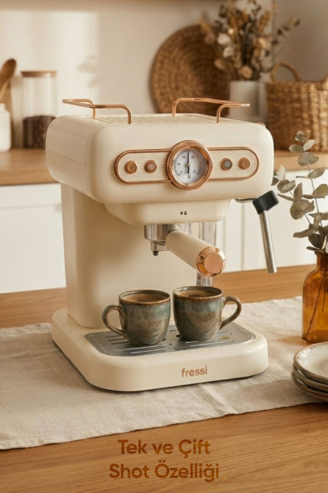 Fressi Espresso Latte Cappuccino Kahve Makinesi Süt Köpürtücülü 20bar Basınçlı 1,2lt Em-01 Ristretto - Görsel 2