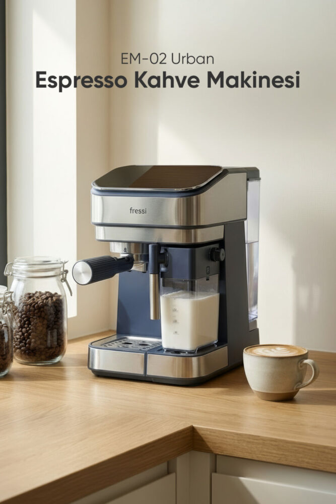 Fressi Espresso Latte Cappuccino Kahve Makinesi Otomatik Süt Tanklı 20bar Basınçlı