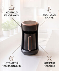 Crown Otomatik Türk Kahve Makinesi 500W | 4 Fincan Kapasiteli, Dijital LED Ekran, Sesli Uyarı, Közde Kahve - Görsel 2