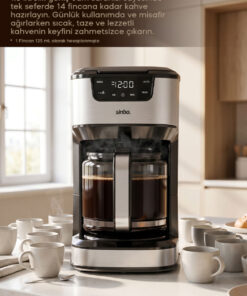 Sinbo SCM-9041 Dokunmatik Dijital Tuşlu, Otomatik Zaman Ayarlı XL 14 Fincan Filtre Kahve Makinesi - Görsel 2