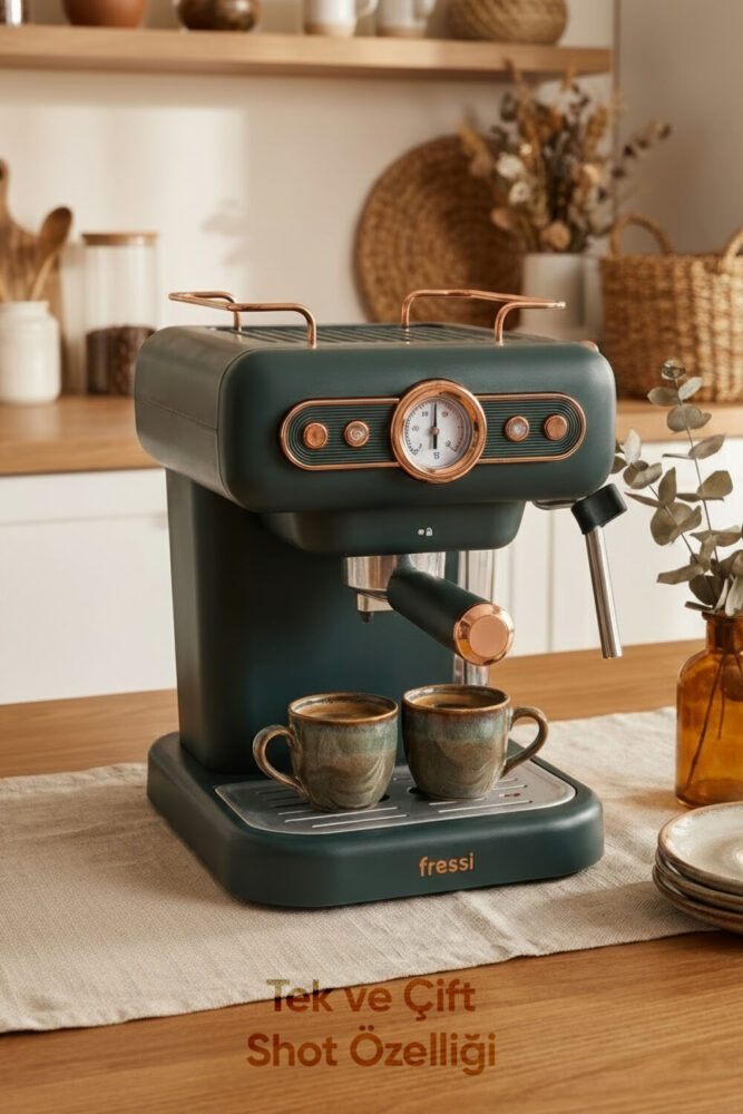 Fressi Espresso Latte Cappuccino Kahve Makinesi Süt Köpürtücülü 20bar Basınçlı 1,2lt Em-01 Ristretto - Görsel 2