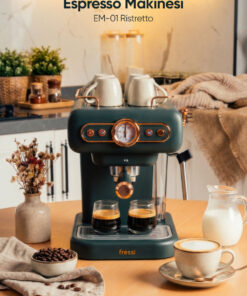 Fressi Espresso Latte Cappuccino Kahve Makinesi Süt Köpürtücülü 20bar Basınçlı 1,2lt Em-01 Ristretto