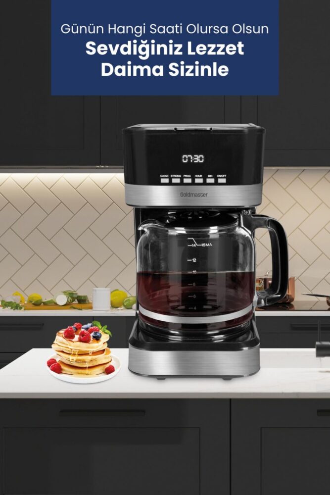 GoldMaster Hazz 1.8 Litre Cam Sürahili Yıkanabilir Filtreli Otomatik Zaman Ayarlı Dijital Filtre Kahve Makinesi - Görsel 2