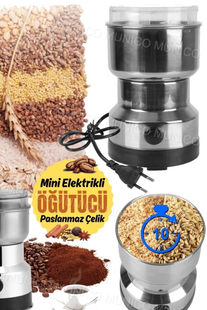 Munico Kahve Çekirdekleri Öğütücü Çok Amaçlı Elektrikli Öğütme Aracı Paslanmaz Çelik Tohum Freze Makinesi