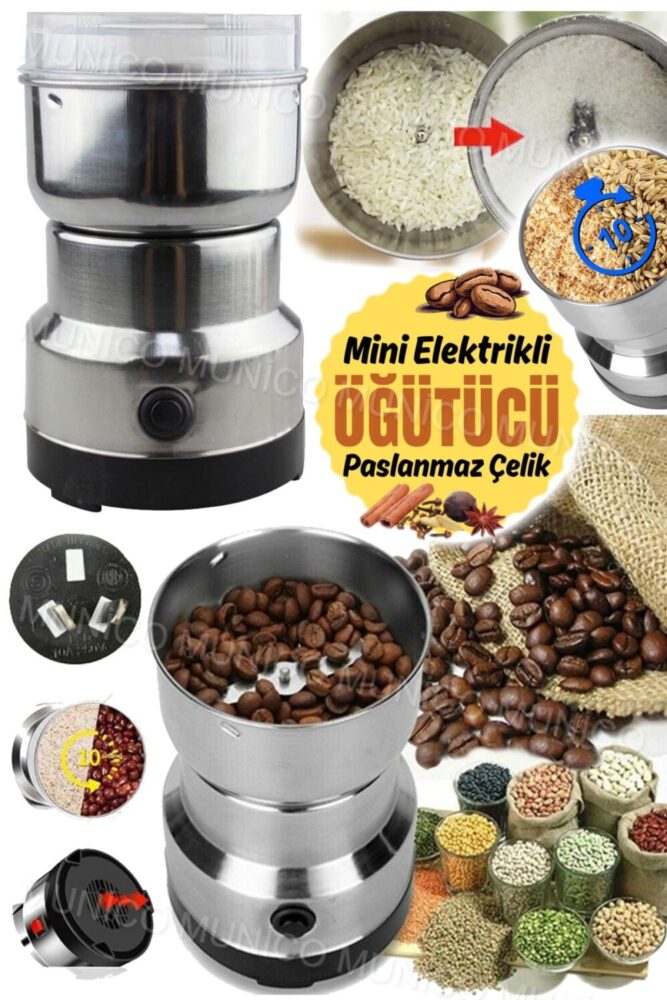 Munico Kahve Çekirdekleri Öğütücü Çok Amaçlı Elektrikli Öğütme Aracı Paslanmaz Çelik Tohum Freze Makinesi - Görsel 2