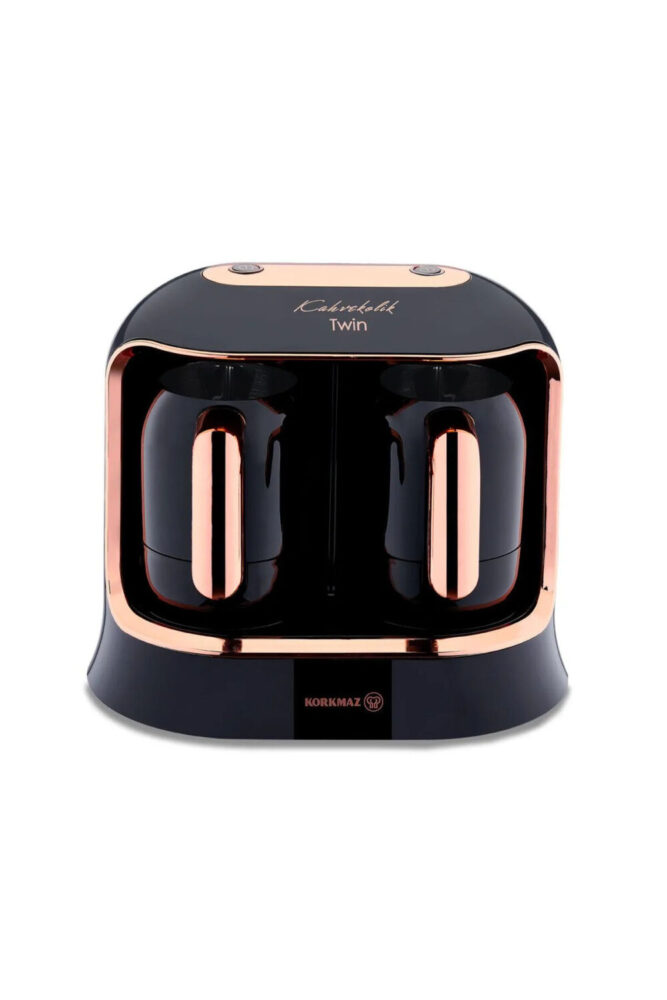 KORKMAZ Kahvekolik Deluxe Twin SiyahRosagold Kahve Makinesi A861-04