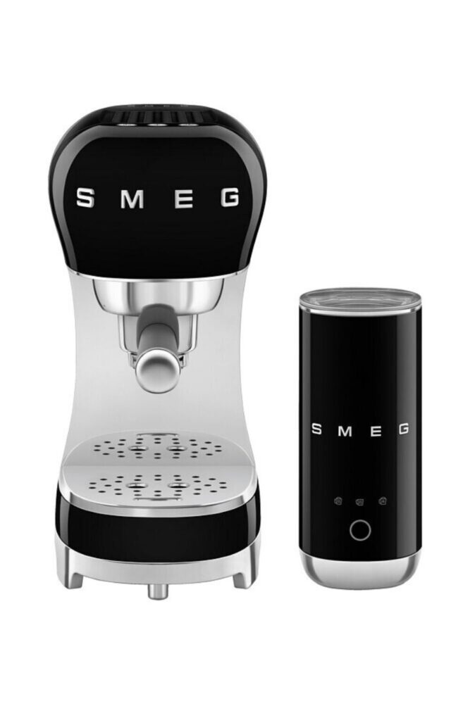 Smeg 50's Style Siyah Espresso Kahve Makinesi Seti & Yeni Kompakt Süt Köpürtücülü - Görsel 2