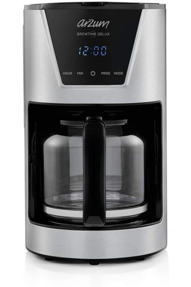 Arzum AR3081 Brewtime Delux Filtre Kahve Makinesi, 1.5 L Geniş Kapasite, 19x33x25 Cm, Inox