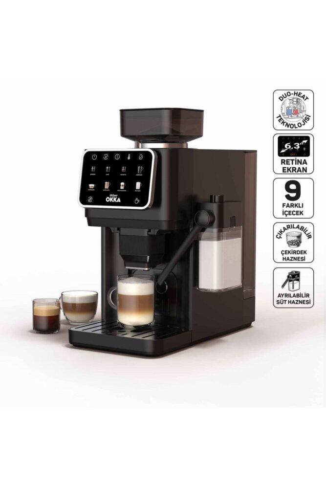 Arzum OK0042 Okka Barista Pro Otomatik Espresso Makinesi 1400W, Duo Heat Teknolojisi, Krom
