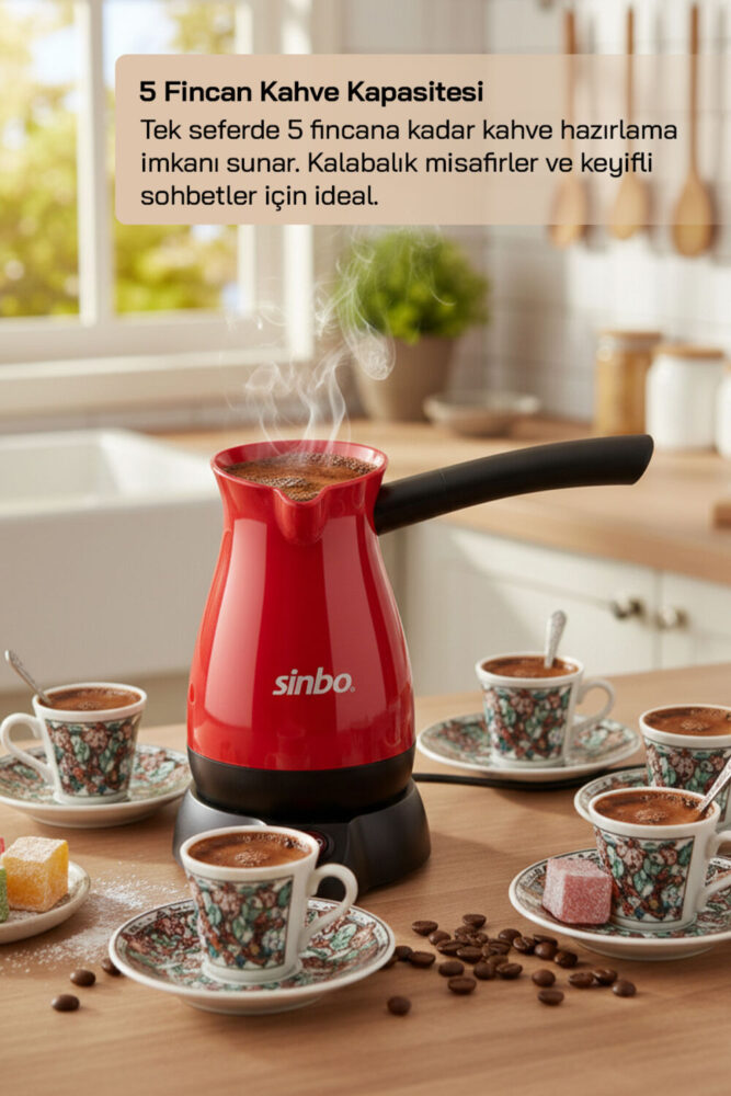 Sinbo SCM 2948 Kablosuz Elektrikli Cezve Kırmızı - Görsel 2