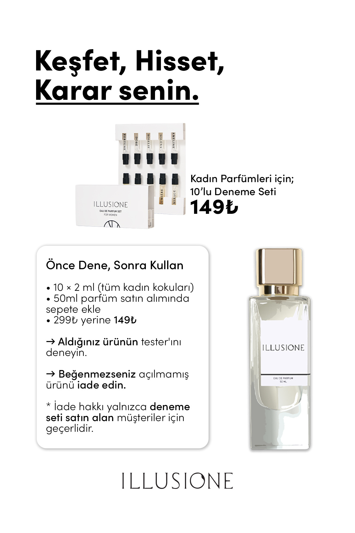 ILLUSIONE FRAGRANCE Lumiére Edp Kadın Parfüm 50ml | Tatlı - Vanilya - Gurme | Narenciye, Müge, Orkide, Misk - Görsel 2