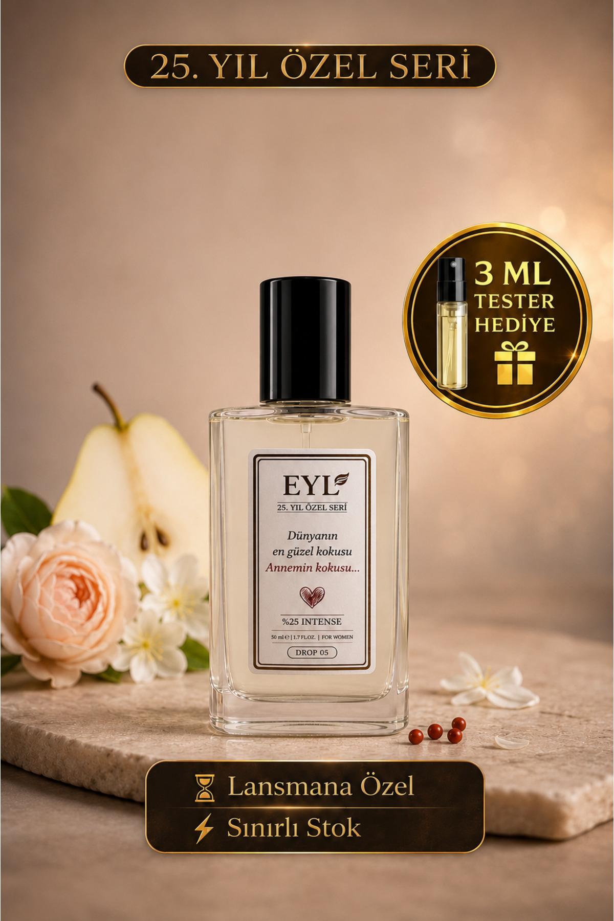EYL COSMETIC ANNEMİN KOKUSU Esans EDP 50 ml Kadın Parfüm Temiz Pudramsı Çiçeksi Koku